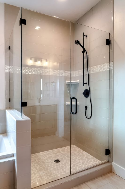 Corner Shower with Matte Black Fixtures